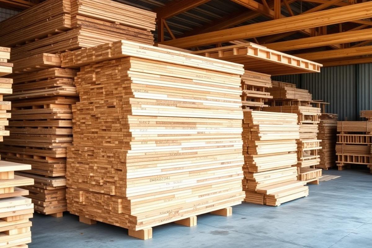 Stacked dimensional lumber and engineered wood beams